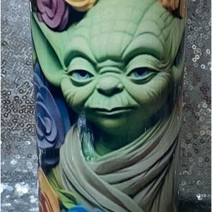 3D Baby Yoda!!! 20 oz skinny tumbler with plastic cover.